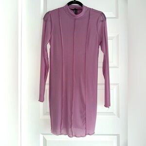 F21 Lilac sheer long sleeve dress